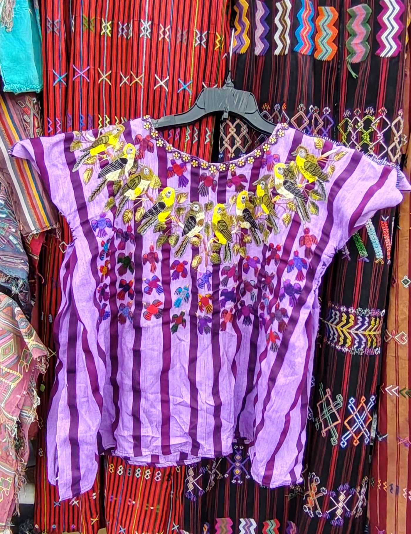 Purple Birds Santiago Huipil #8-32