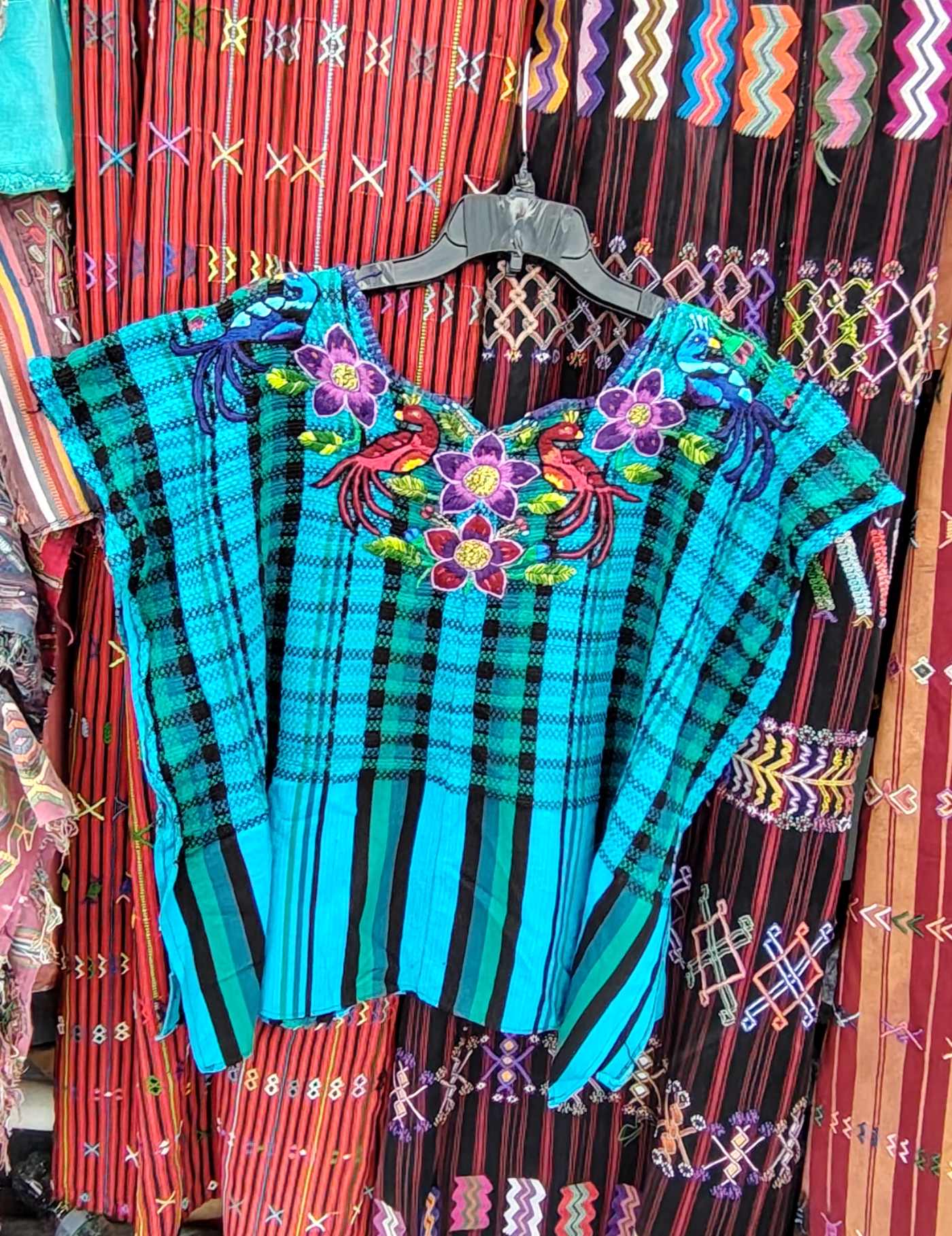Bright Blue Gingham Santiago Huipil #8-34