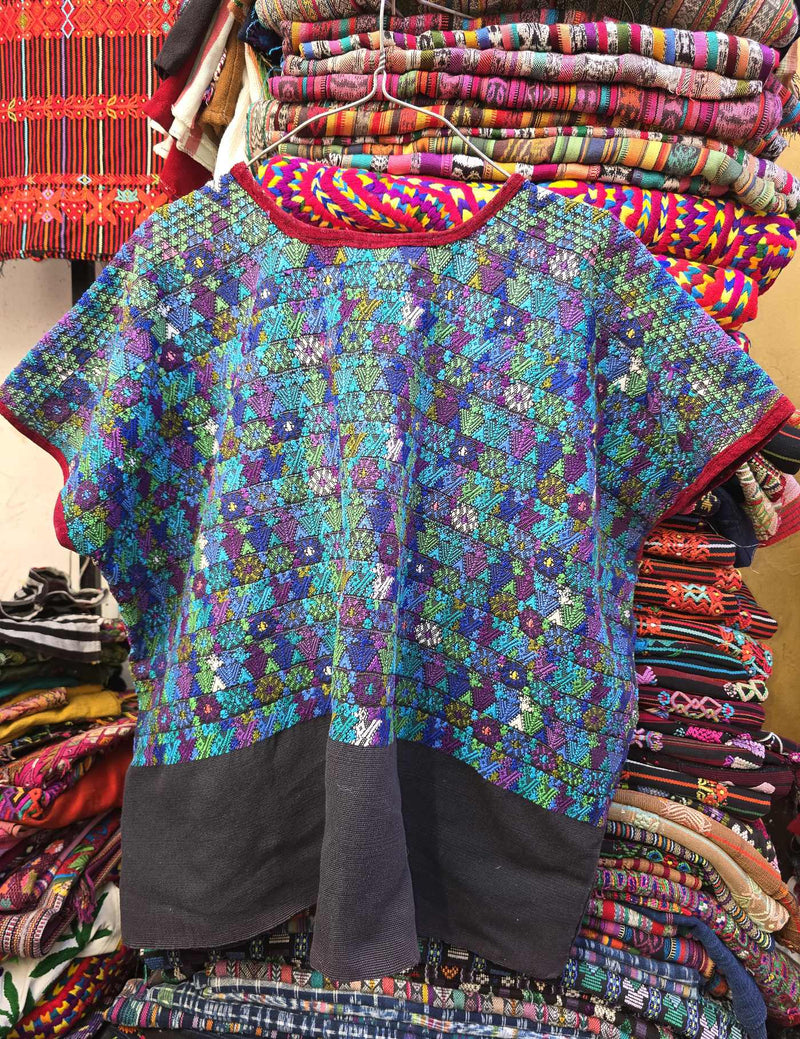 Green Blue and Purple Rabinal Huipil #8-53