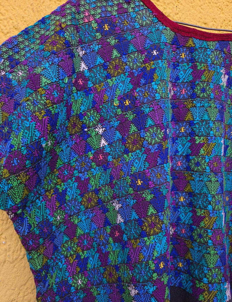 Green Blue and Purple Rabinal Huipil #8-53