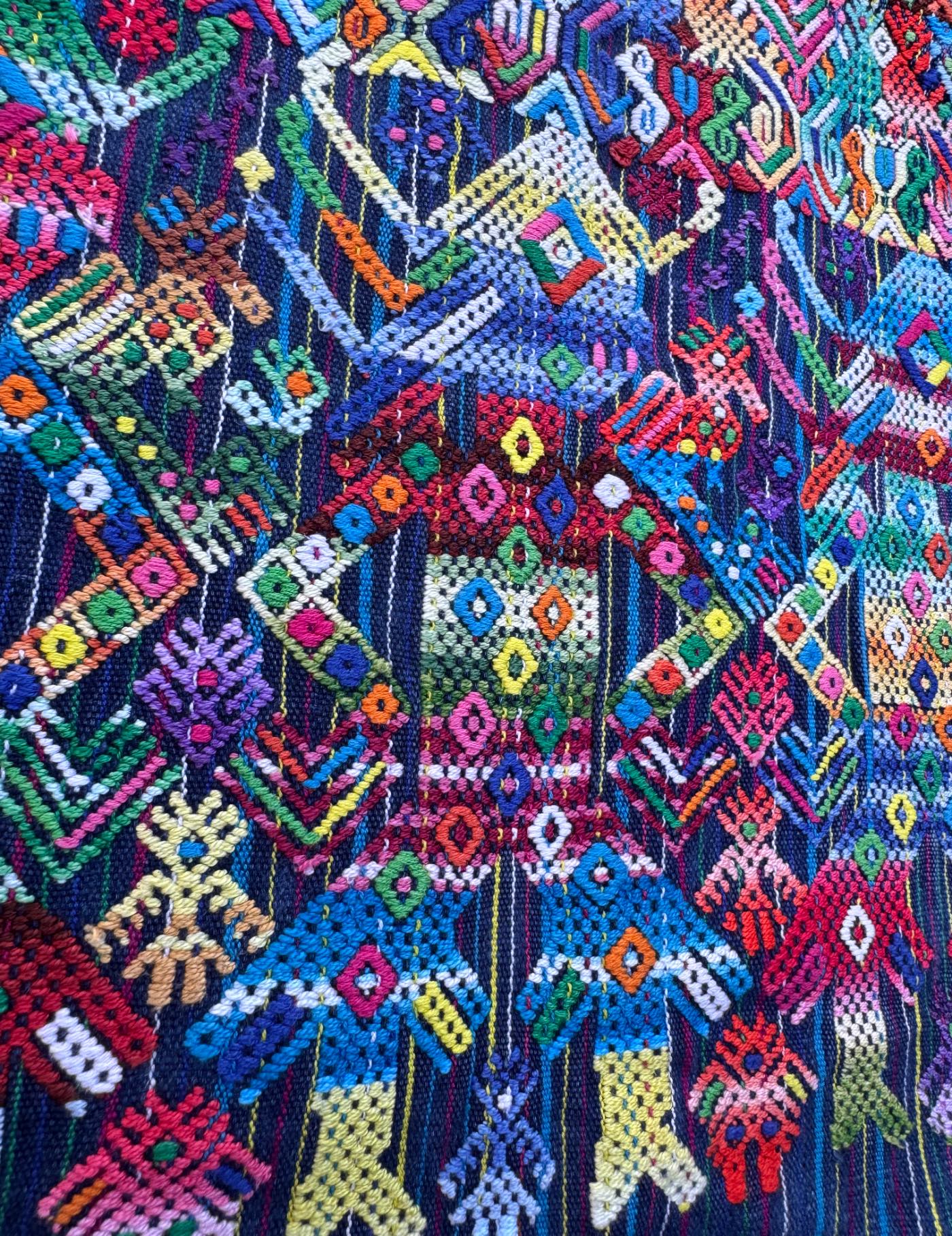 Colorful dancing figures Nahualá Huipil #8-55