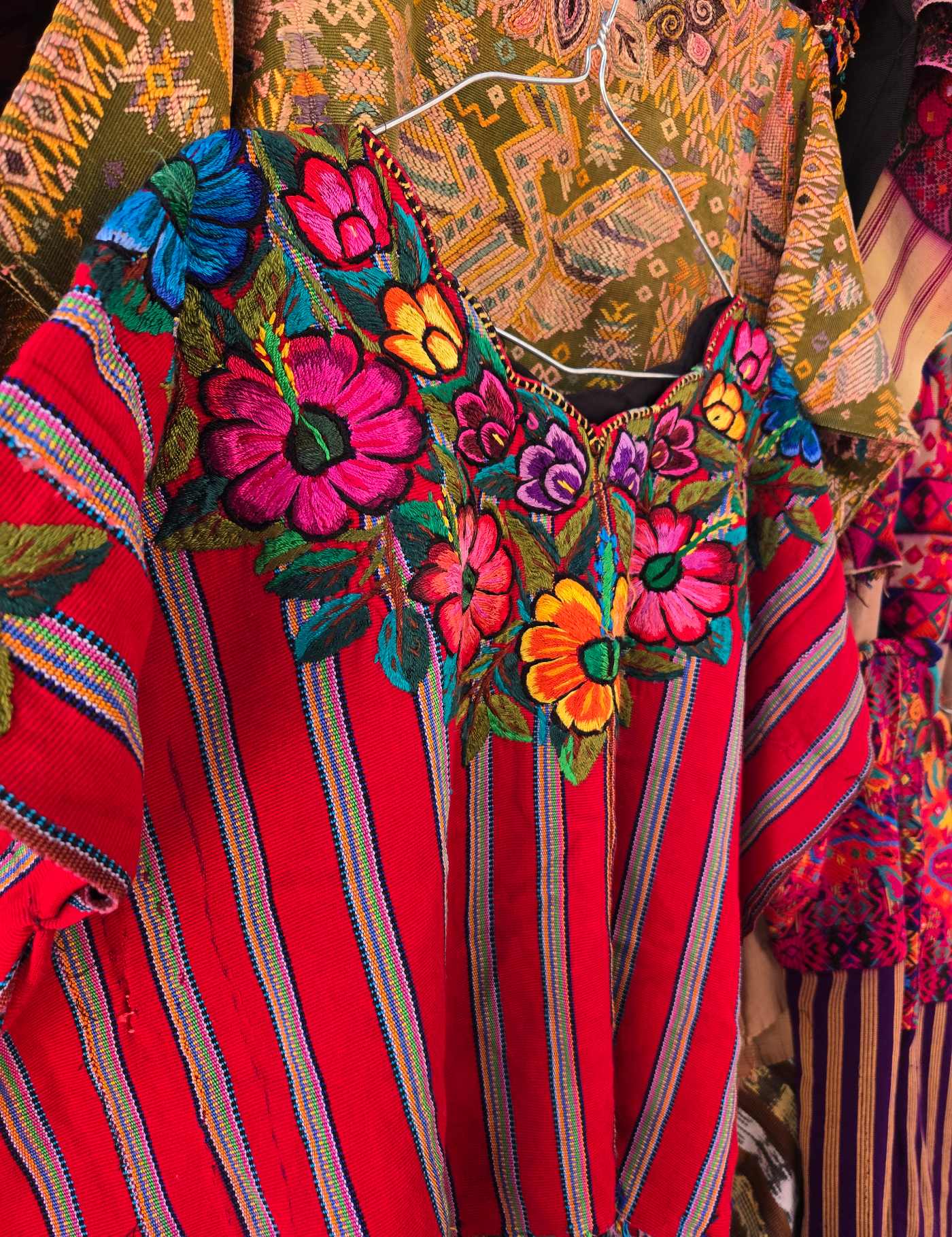 Flowers on Red Stripes Patzún Huipil #8-62