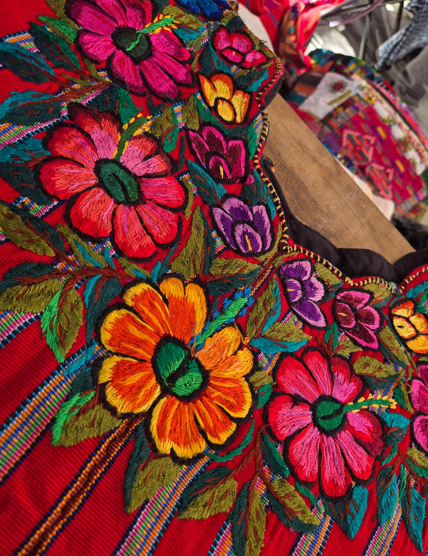 Flowers on Red Stripes Patzún Huipil #8-62