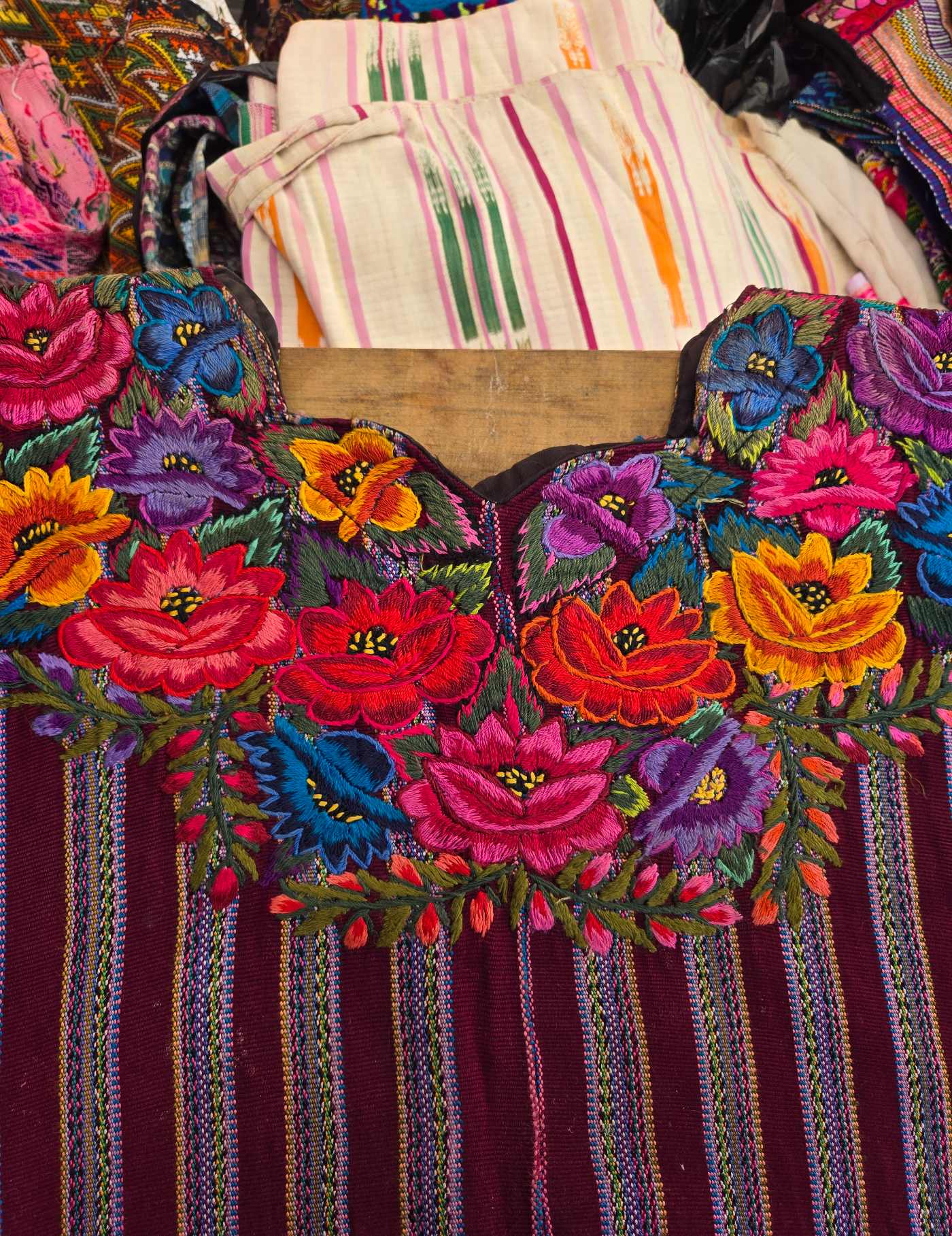 Floral on Maroon Patzún Huipil #8-67