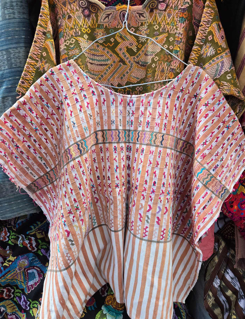 Beige and White Striped San Lucas Huipil #8-70