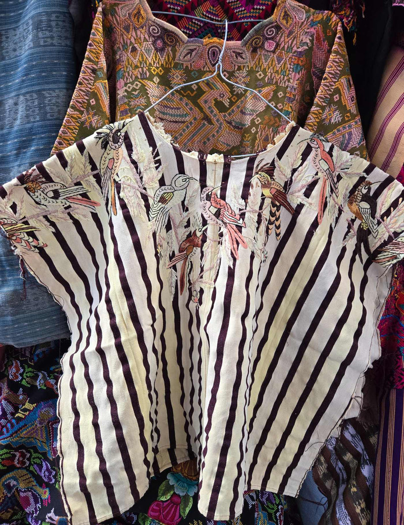 Pale Yellow and Cream Striped Santiago Huipil #8-71