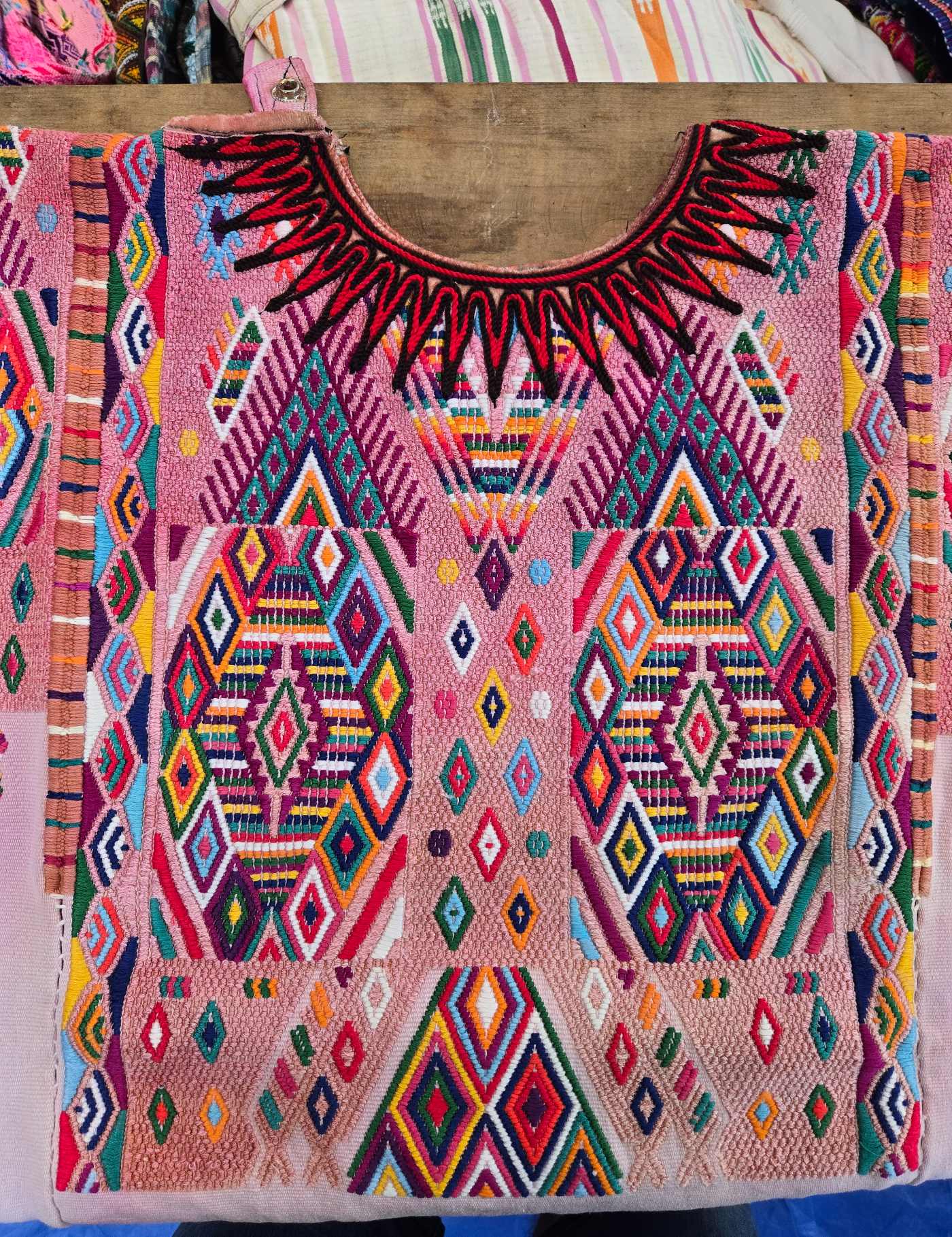 Pale pink geometric Chichicastenango Huipil #8-72