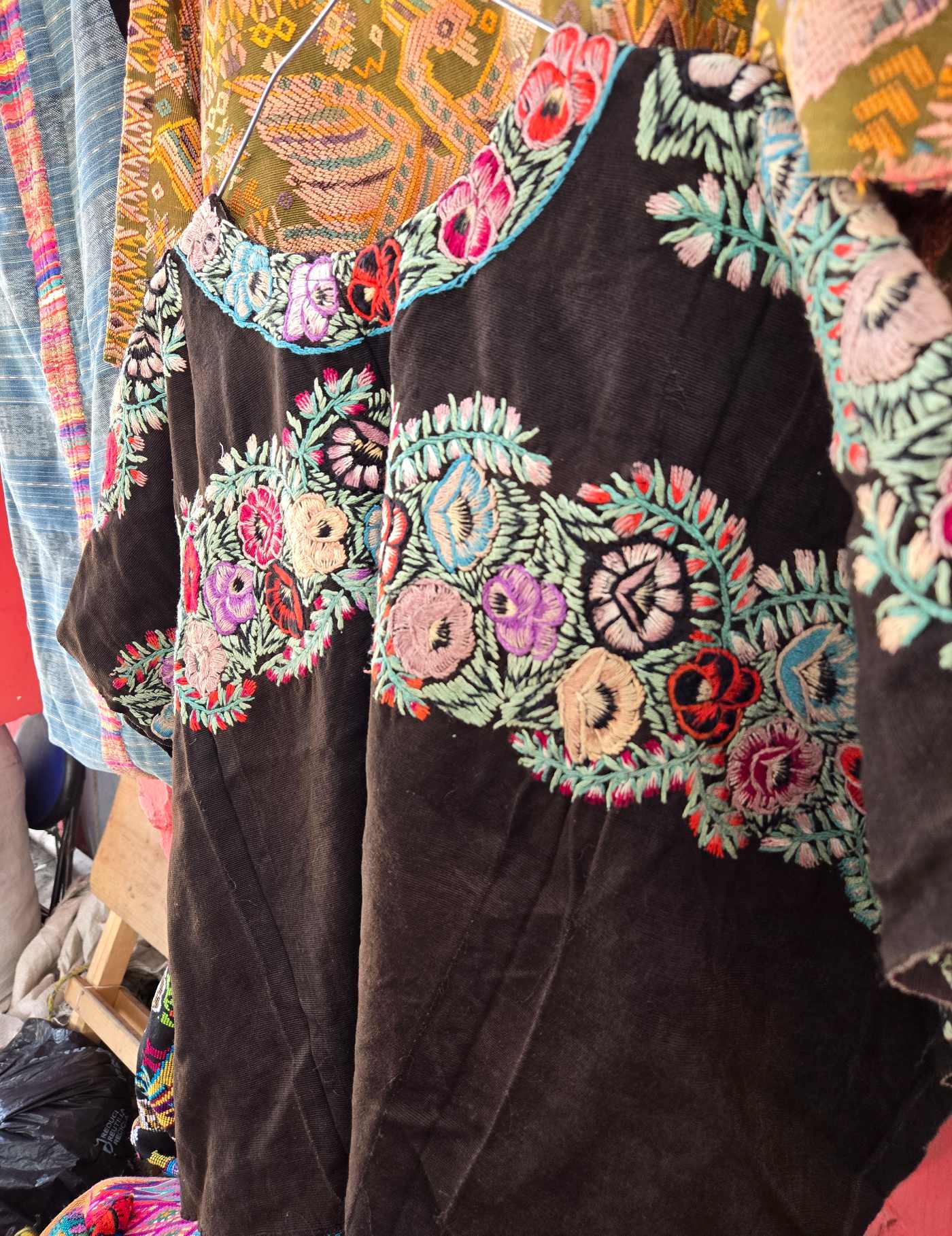Floral on Black Comalapa Huipil #8-75