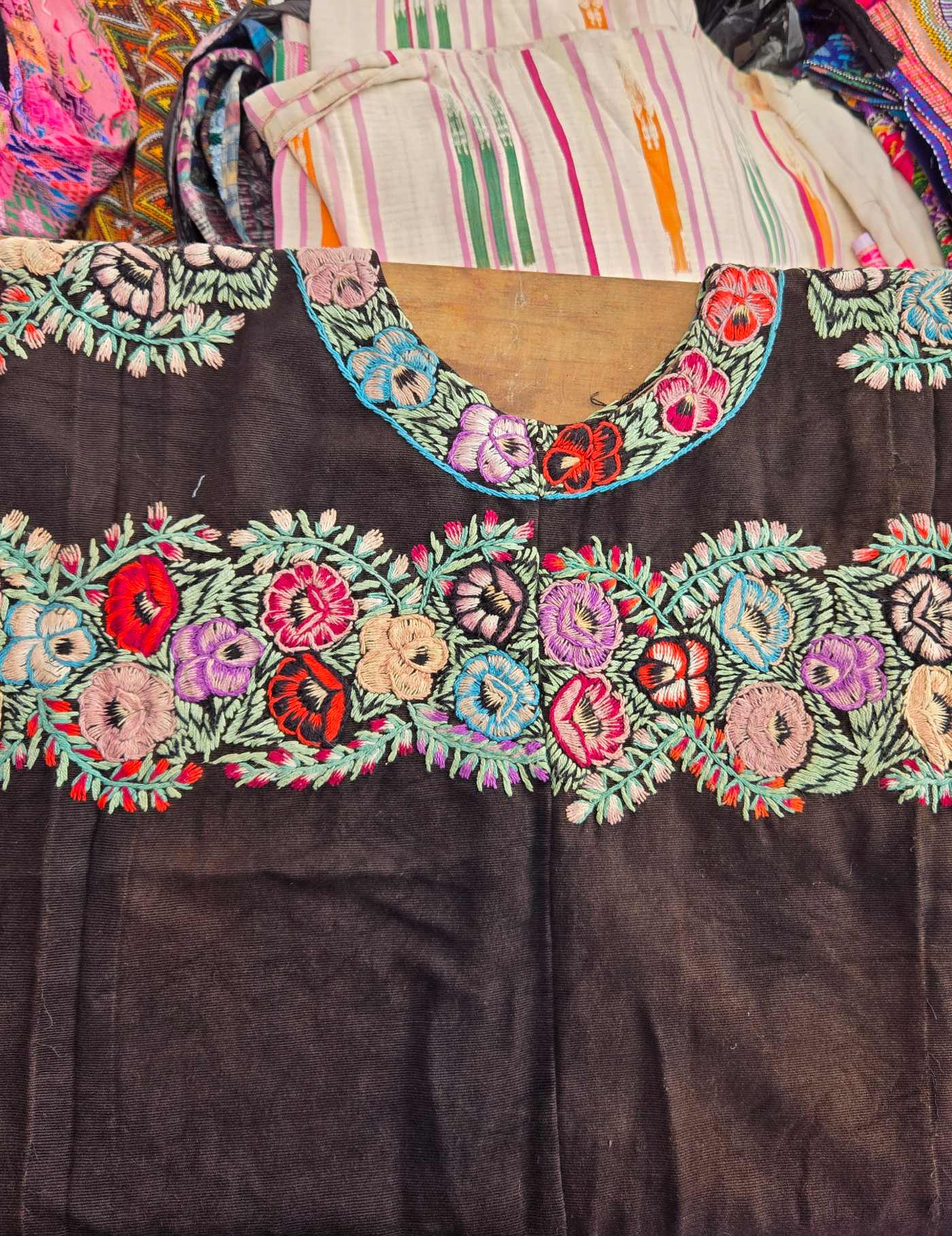 Floral on Black Comalapa Huipil #8-75