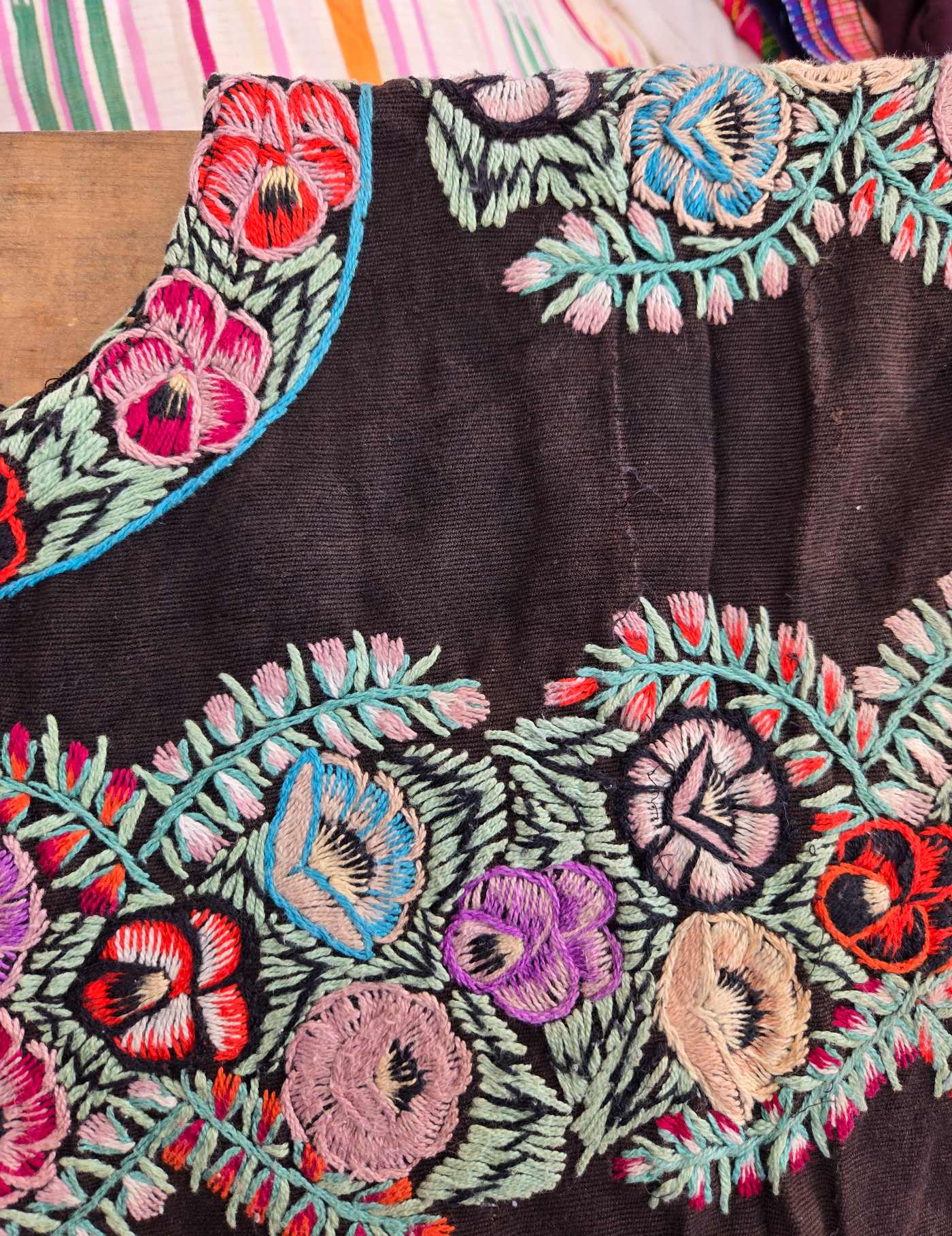 Floral on Black Comalapa Huipil #8-75