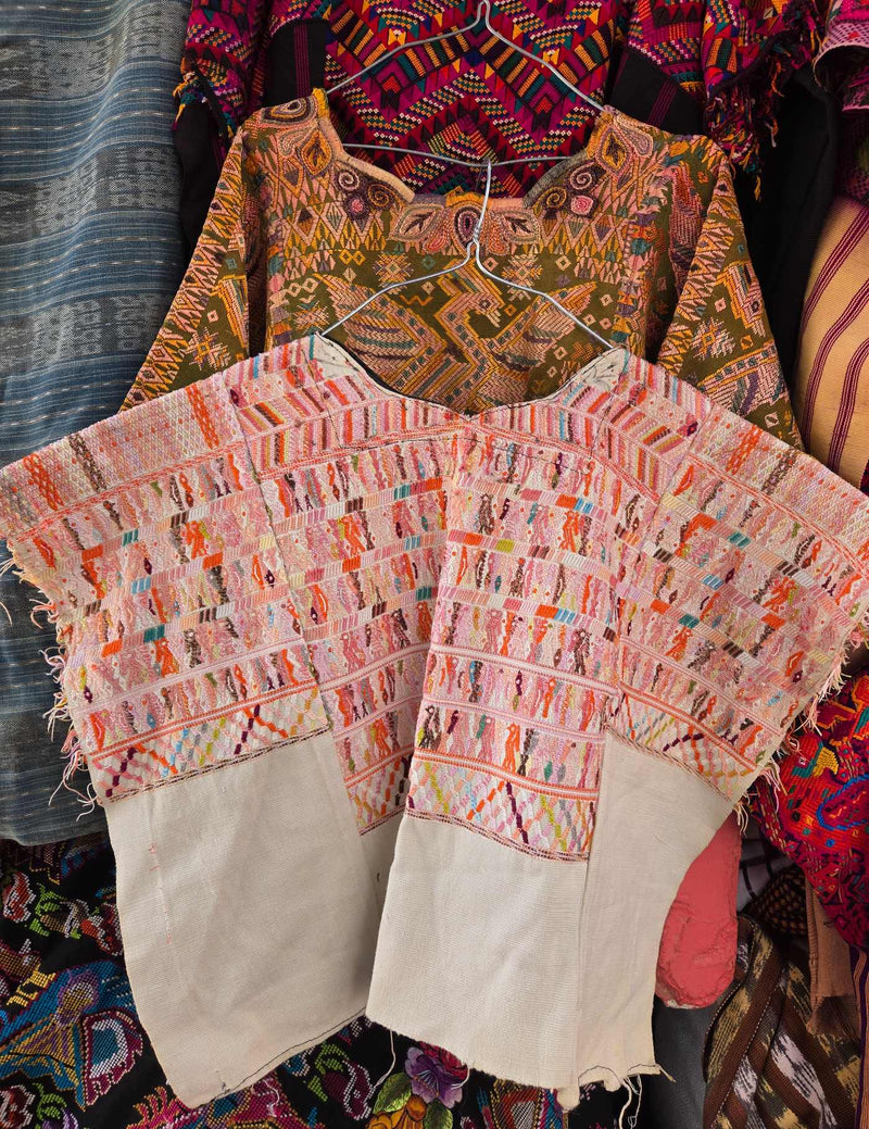 Pink and Ivory San Juan Cotzal Huipil #8-76