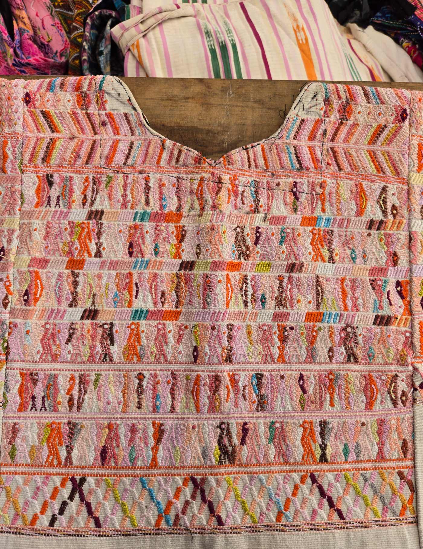 Pink and Ivory San Juan Cotzal Huipil #8-76