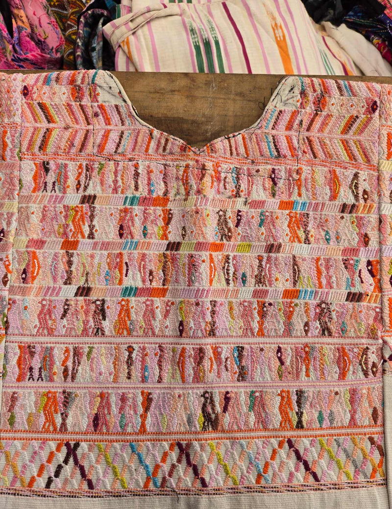 Pink and Ivory San Juan Cotzal Huipil #8-76