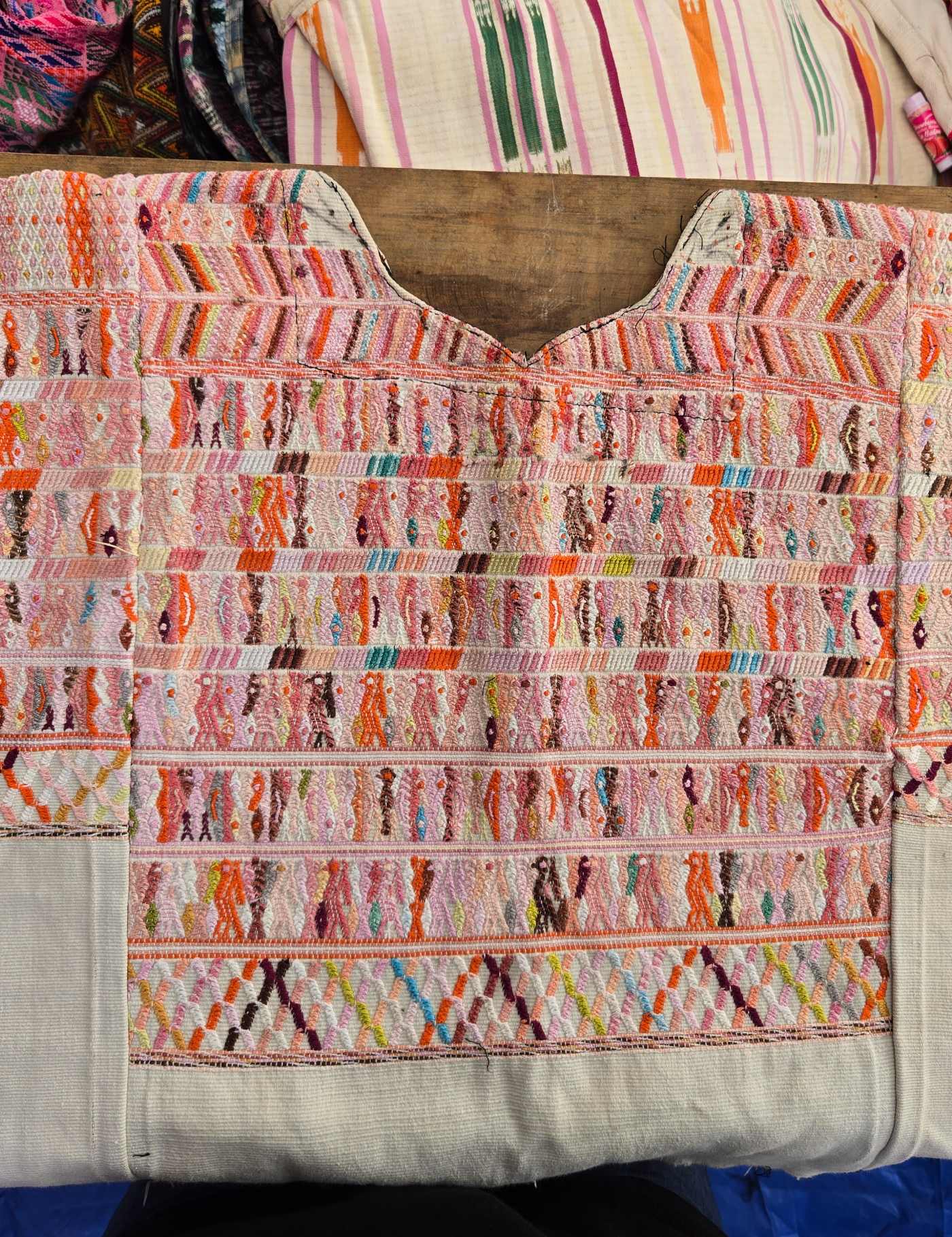 Pink and Ivory San Juan Cotzal Huipil #8-76