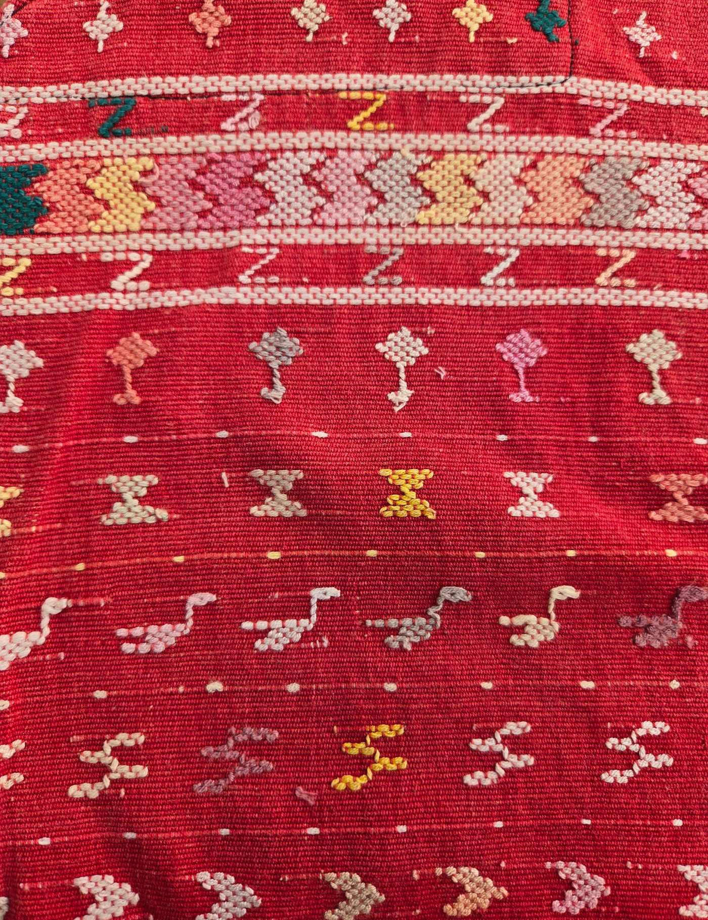 Pale Pink on Red San Lucas Huipil #8-77