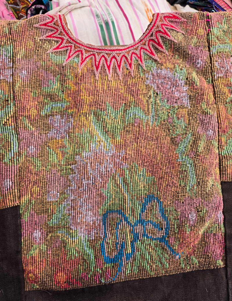 Pastel Vintage Flowers Chichicastenango Huipil #8-86