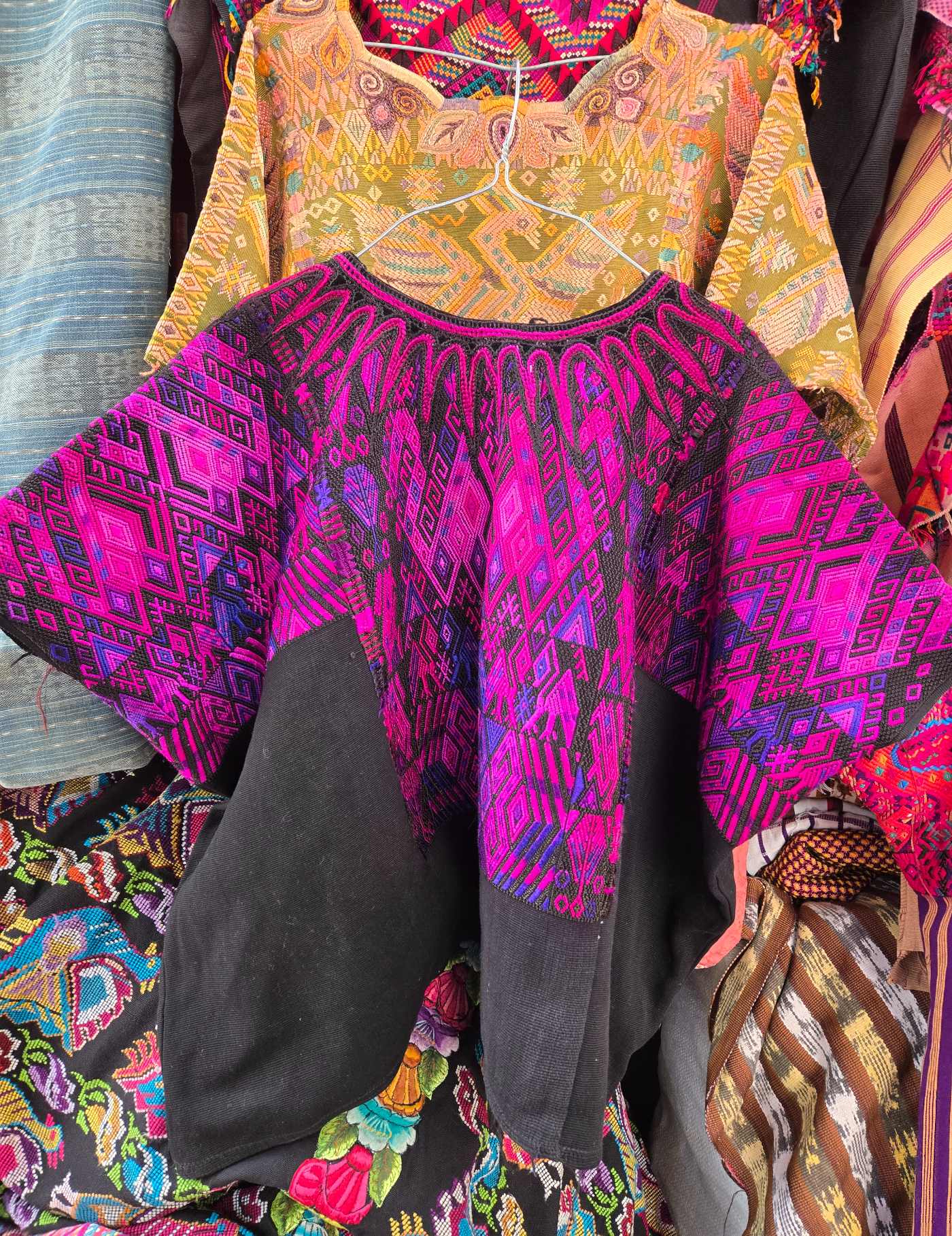 Bright Purple Seahorses Chichicastenango Huipil #8-90