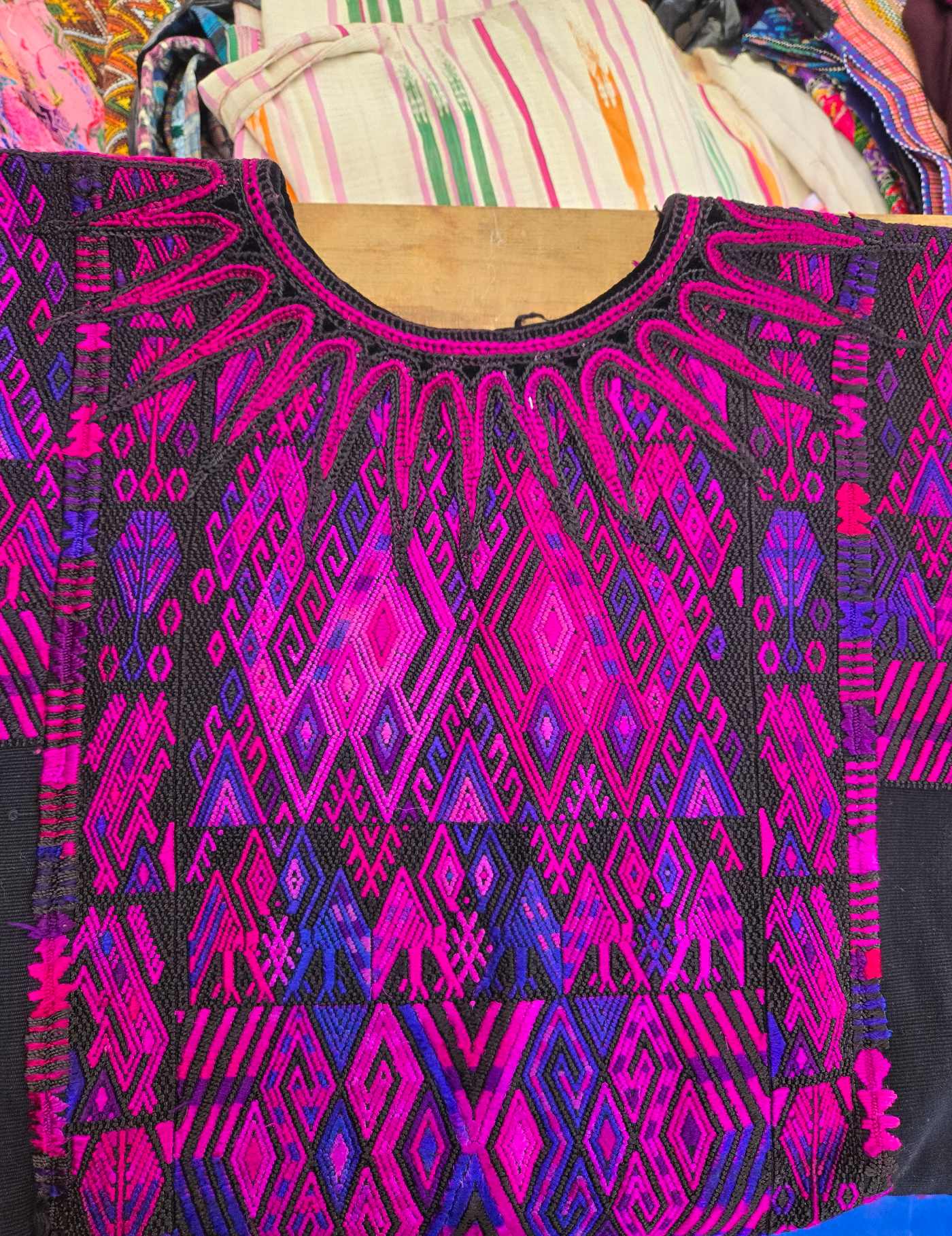 Bright Purple Seahorses Chichicastenango Huipil #8-90