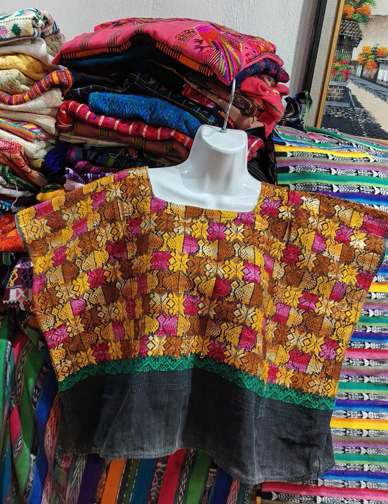 Mustard and Fuchsia Totonicapán Huipil #8-93