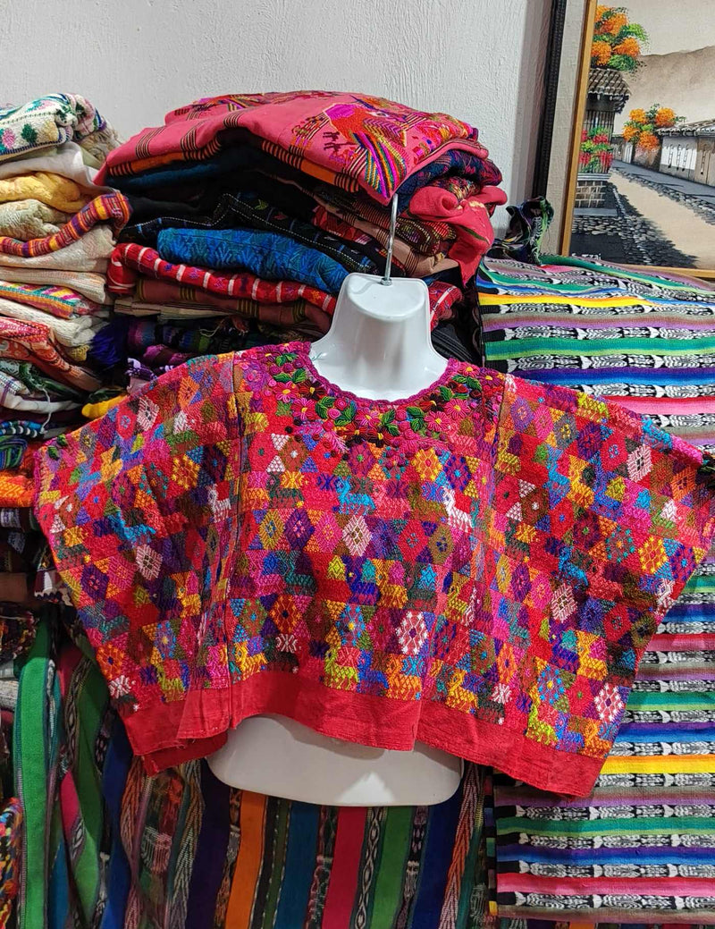 Colourful with Rococo Embroidery Cobán Huipil #8-99