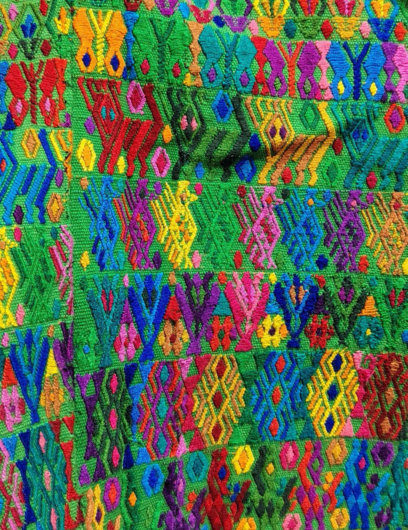 Colourful on Green Cobán Huipil #8-102