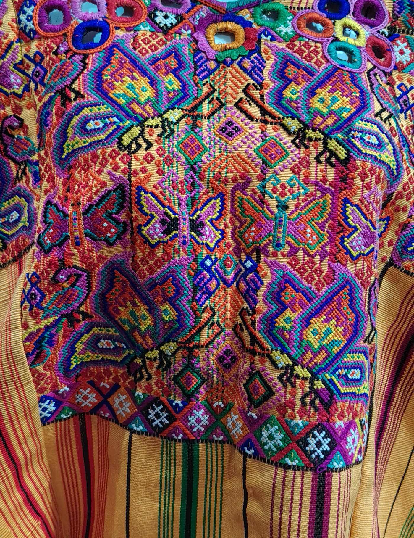 Butterflies and Stripes Chichicastenango Huipil #8-109