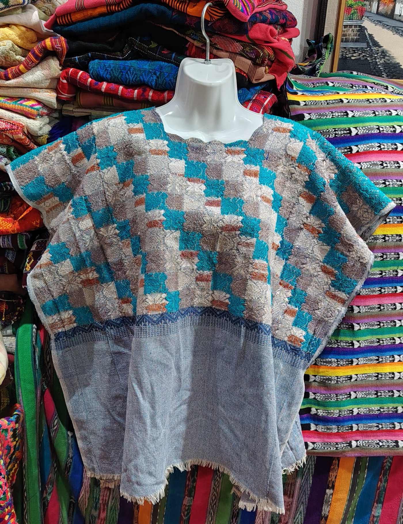 Blue and Grey Totonicapán Huipil #8-111