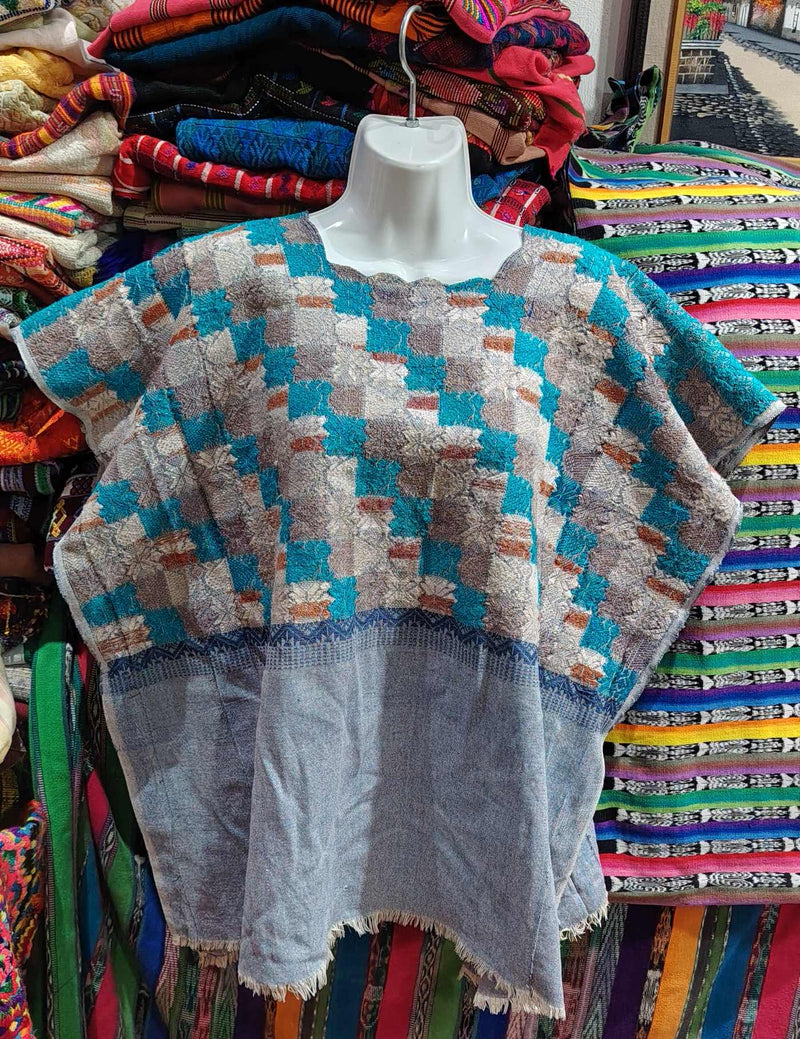 Blue and Grey Totonicapán Huipil #8-111
