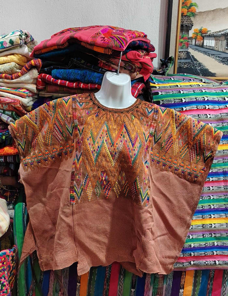 Brown and Caramel Chichicastenango Huipil #8-117