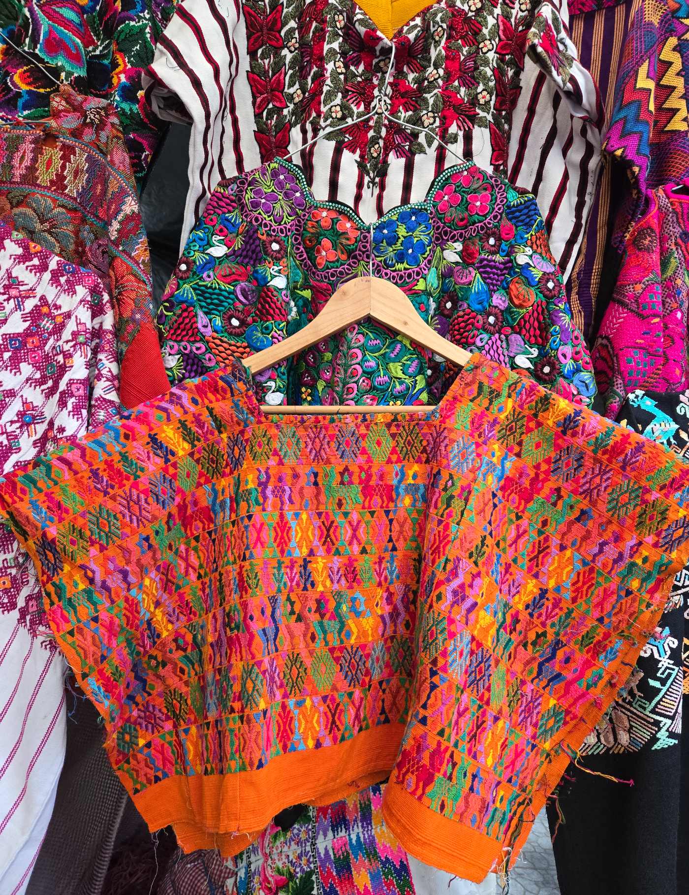 Colourful on Orange Cobán Huipil #8-125
