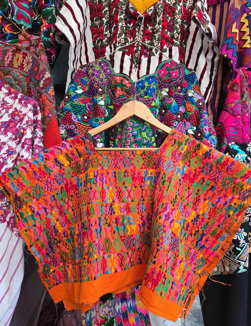 Colourful on Orange Cobán Huipil #8-125