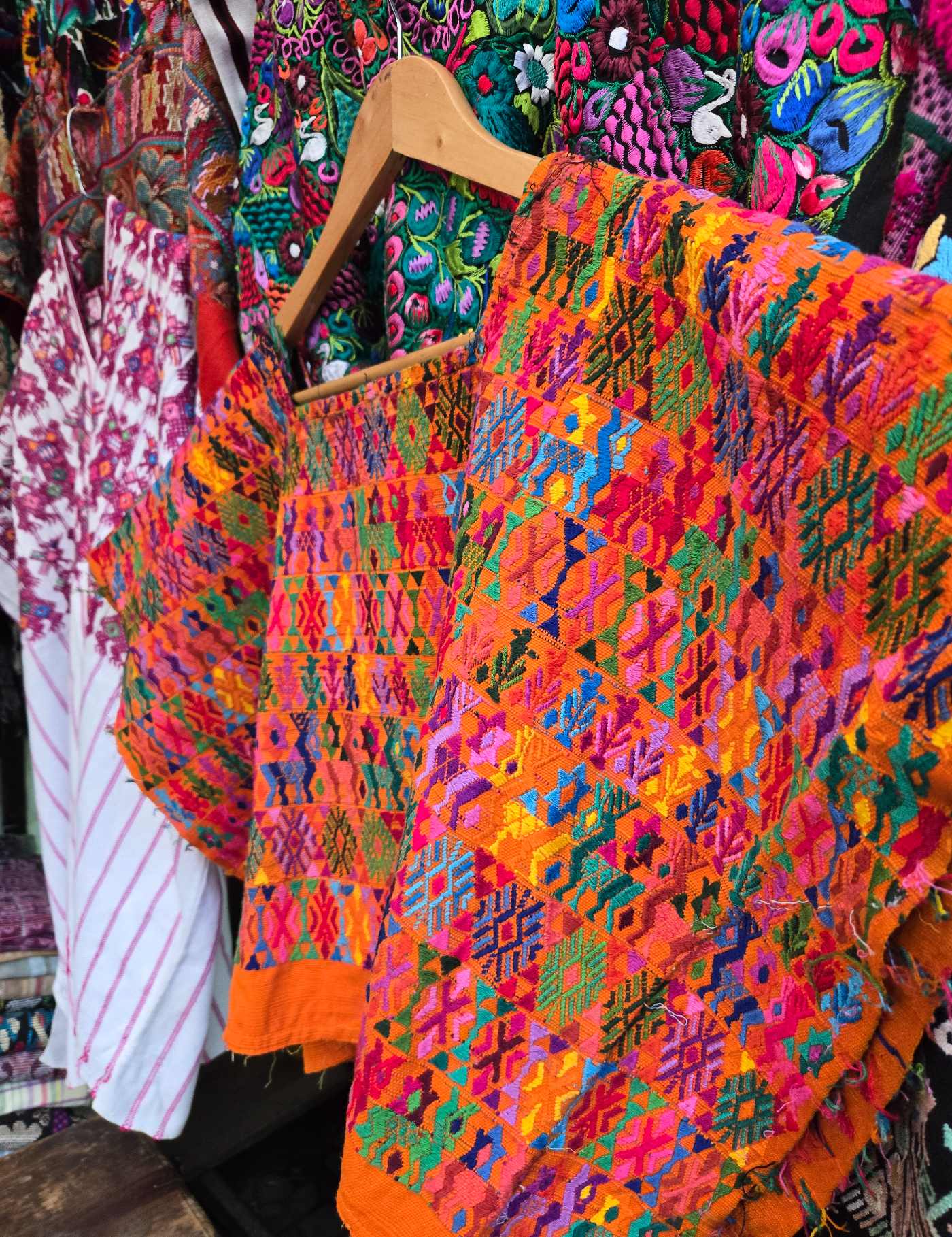 Colourful on Orange Cobán Huipil #8-125