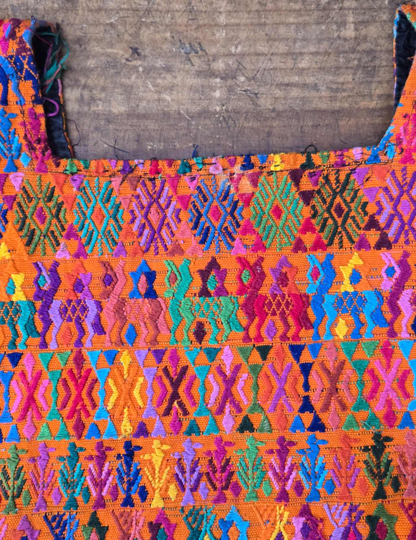 Colourful on Orange Cobán Huipil #8-125
