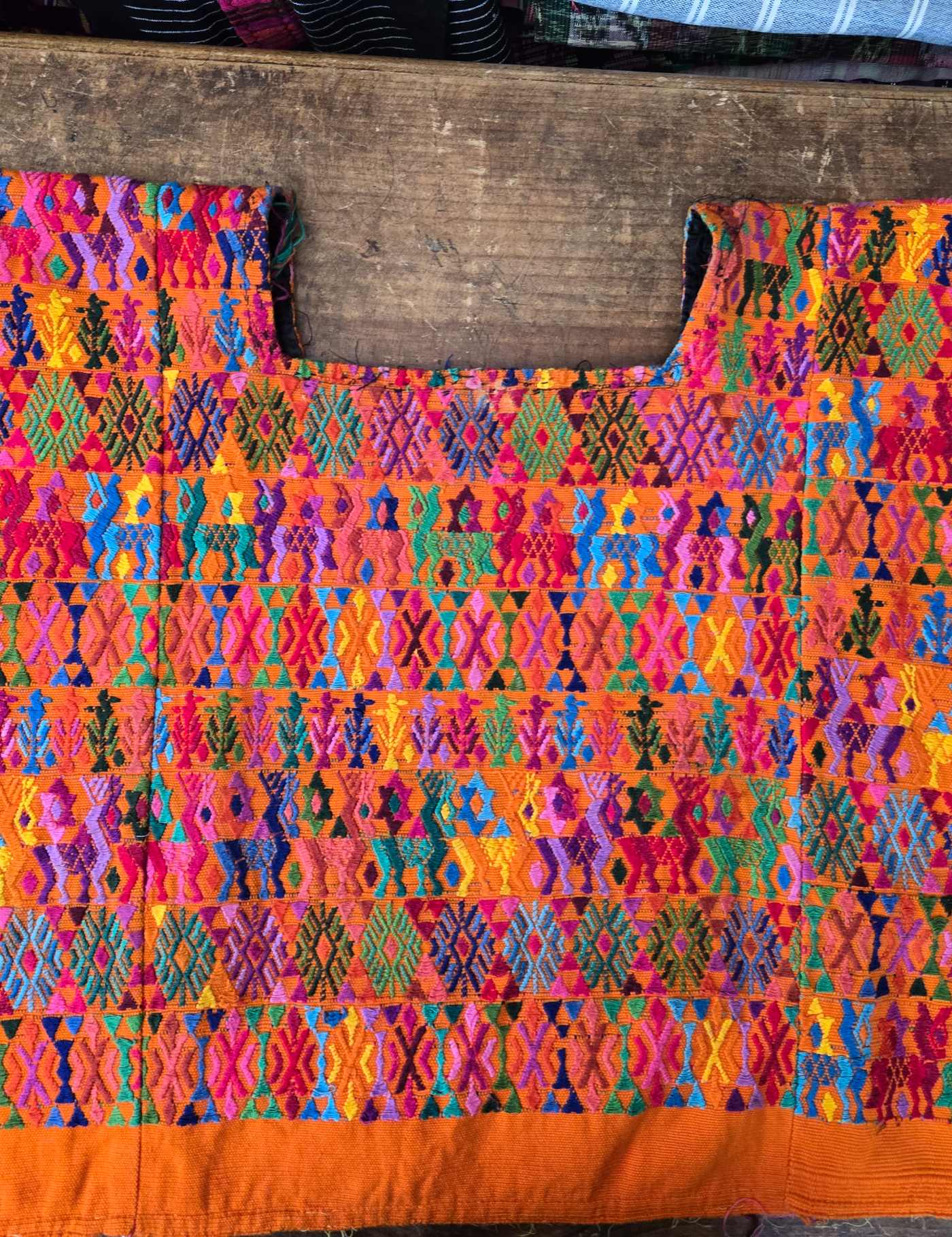 Colourful on Orange Cobán Huipil #8-125