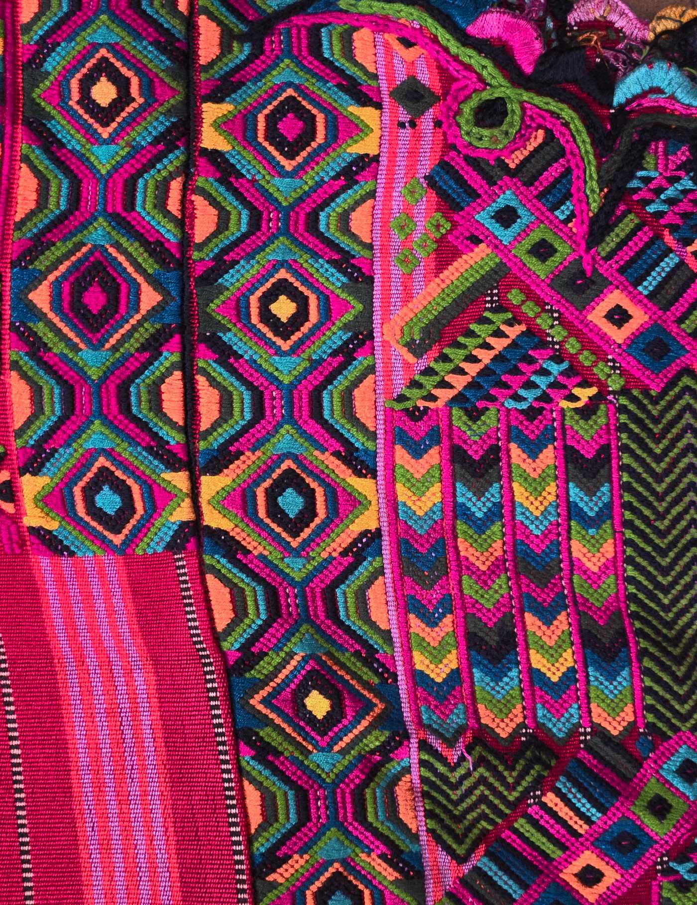 Abstract on Red and Pink Stripes Chichicastenango Huipil #8-128