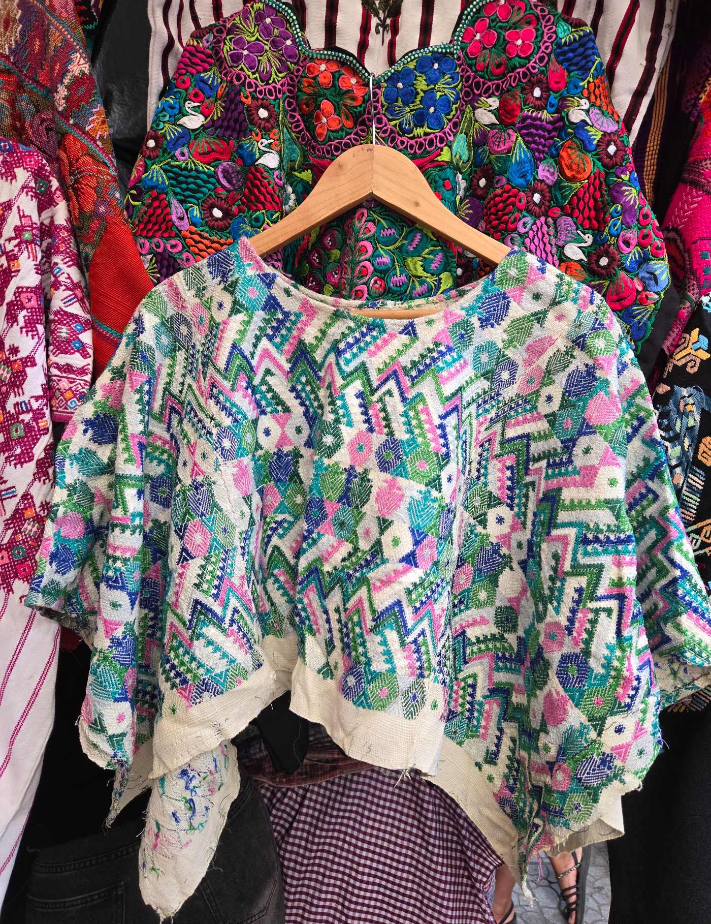 Pink and Blue Cobán Huipil #8-129