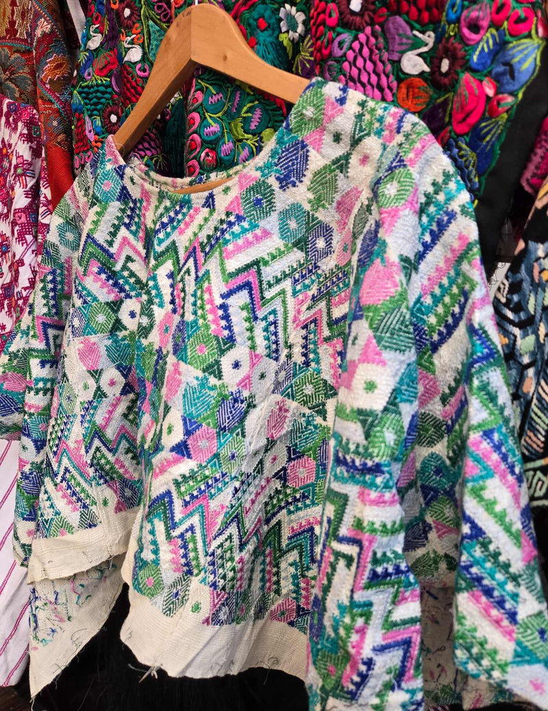 Pink and Blue Cobán Huipil #8-129