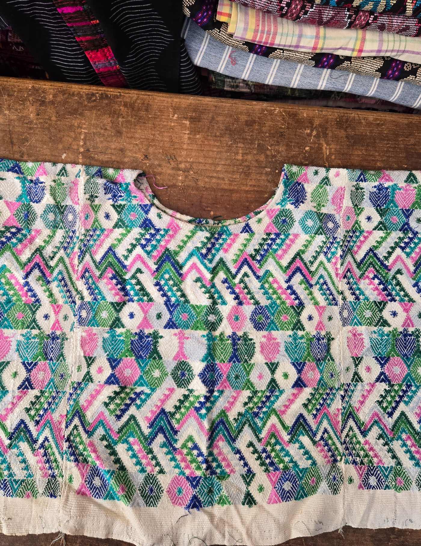 Pink and Blue Cobán Huipil #8-129