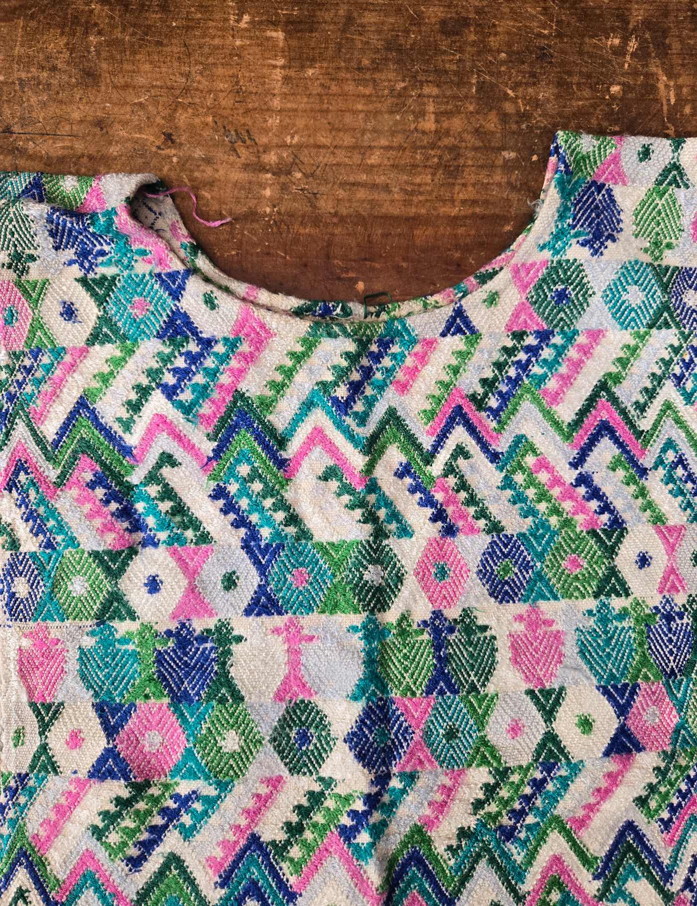Pink and Blue Cobán Huipil #8-129