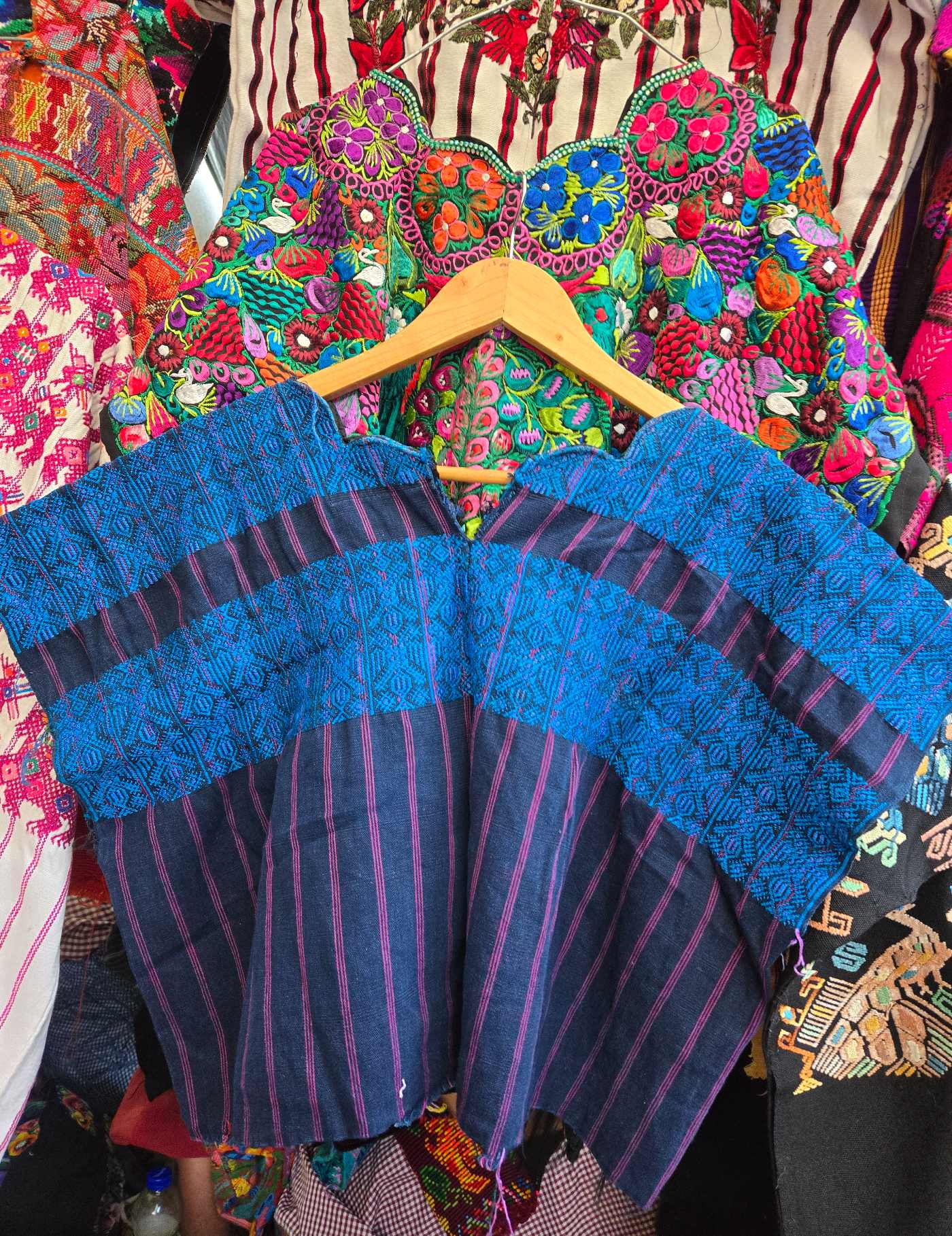 Indigo and Blue Two-Headed Horse Nahualá Huipil #8-132