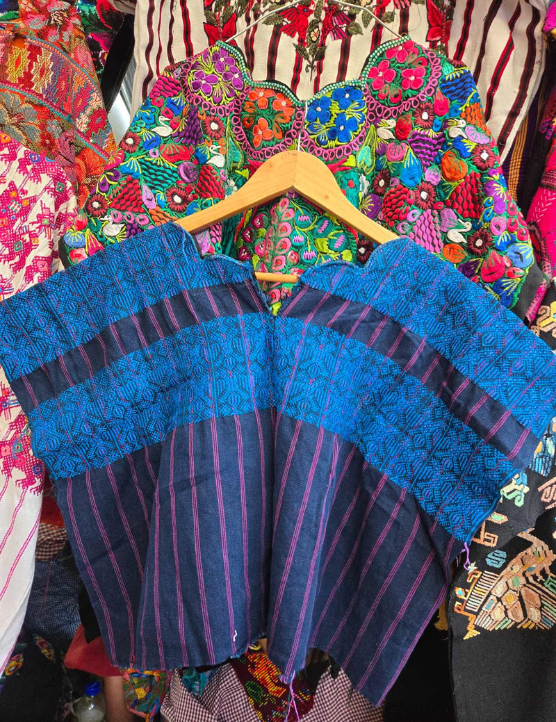 Indigo and Blue Two-Headed Horse Nahualá Huipil #8-132