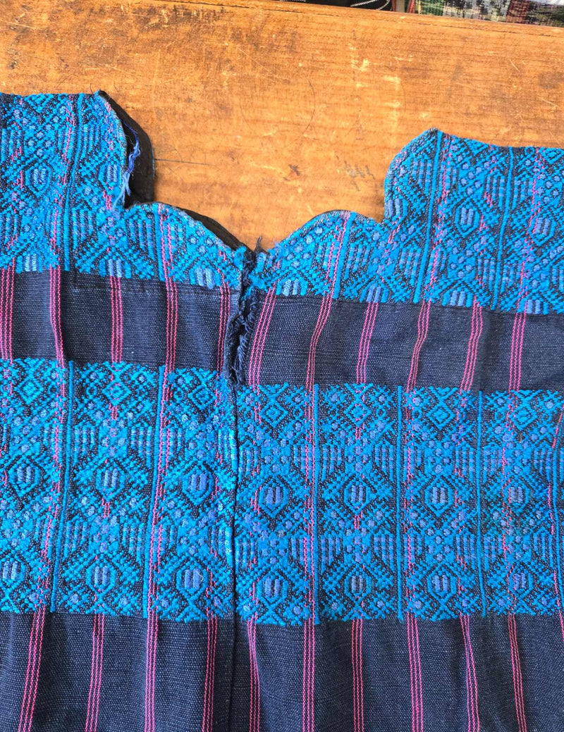 Indigo and Blue Two-Headed Horse Nahualá Huipil #8-132
