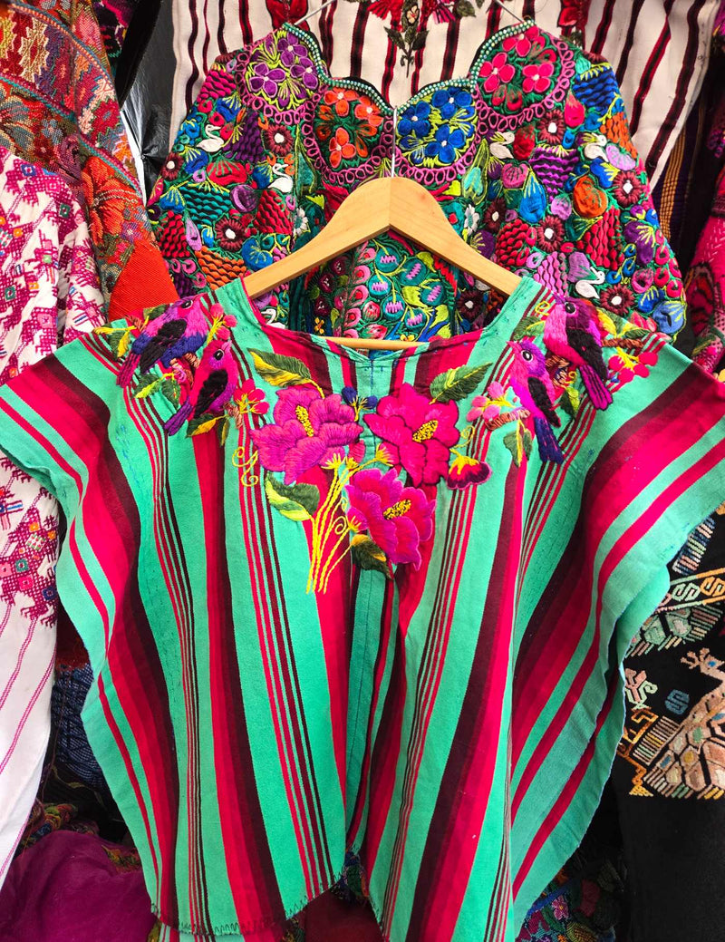 Red and Green Striped Santiago Huipil #8-134