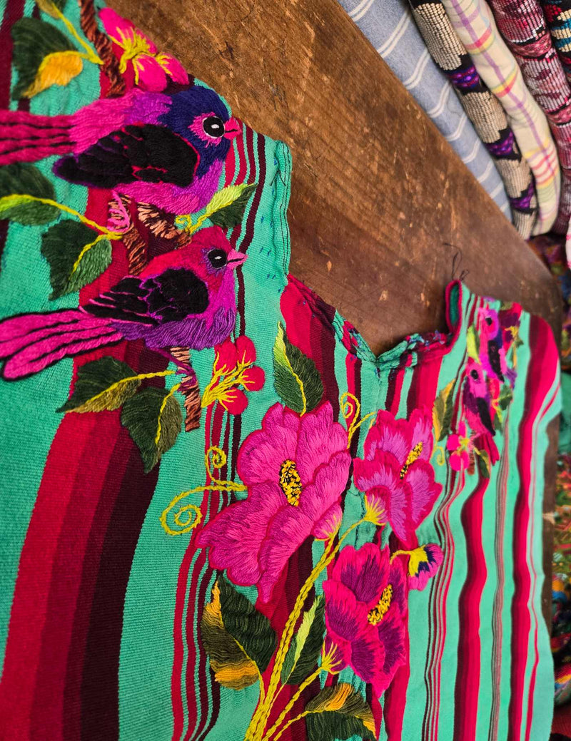 Red and Green Striped Santiago Huipil #8-134