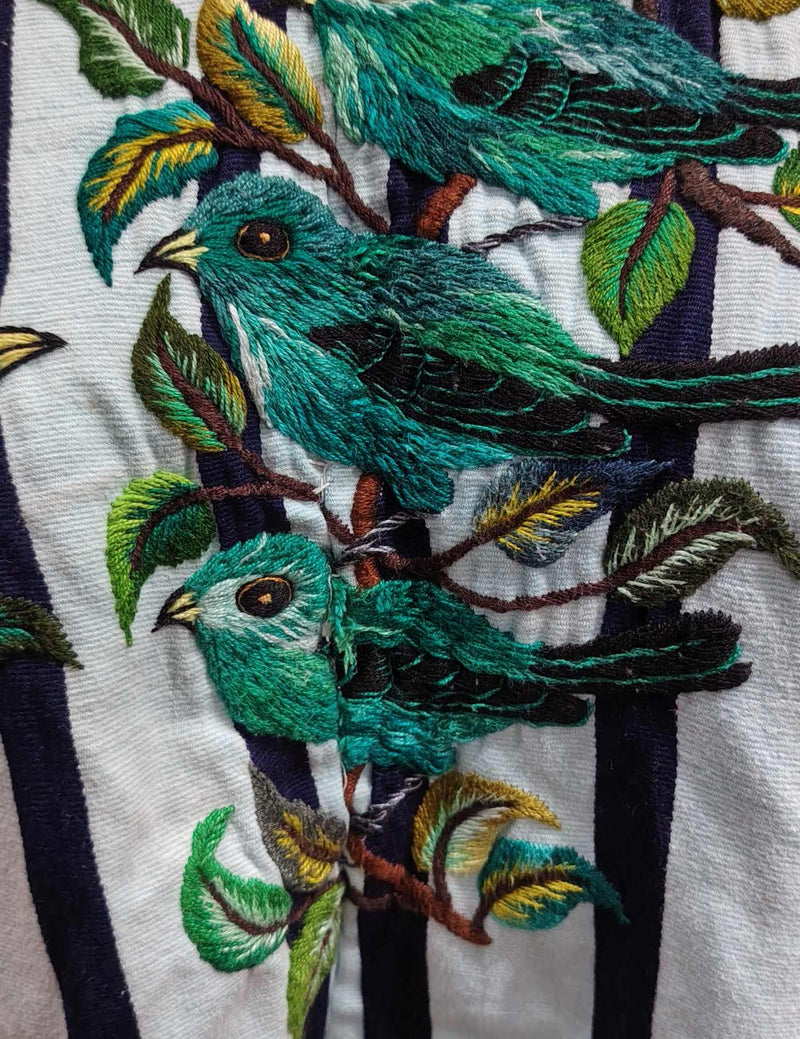 Green Birds on Blue Santiago Huipil #8-143