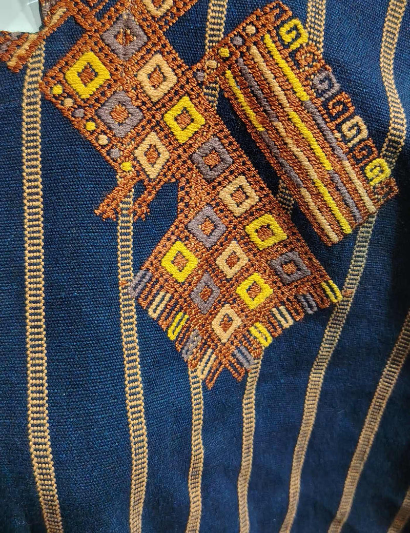 Indigo with Gold Peacocks Nahualá Huipil #8-151