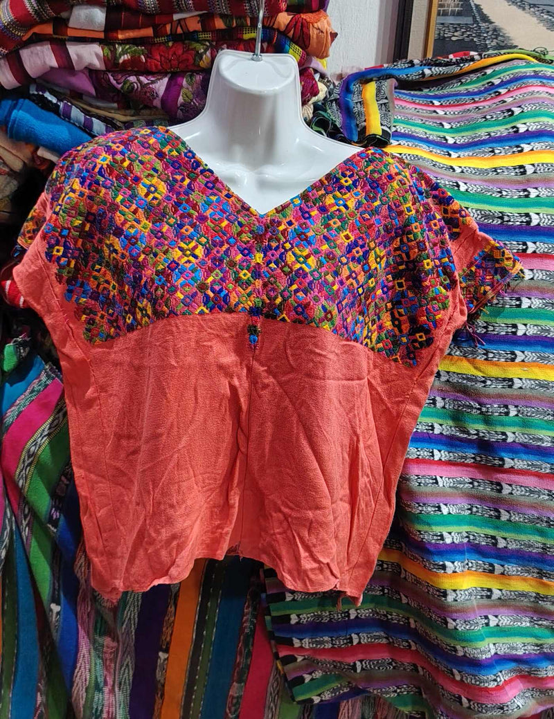 Geometric on Orange Nahualá Huipil #8-153