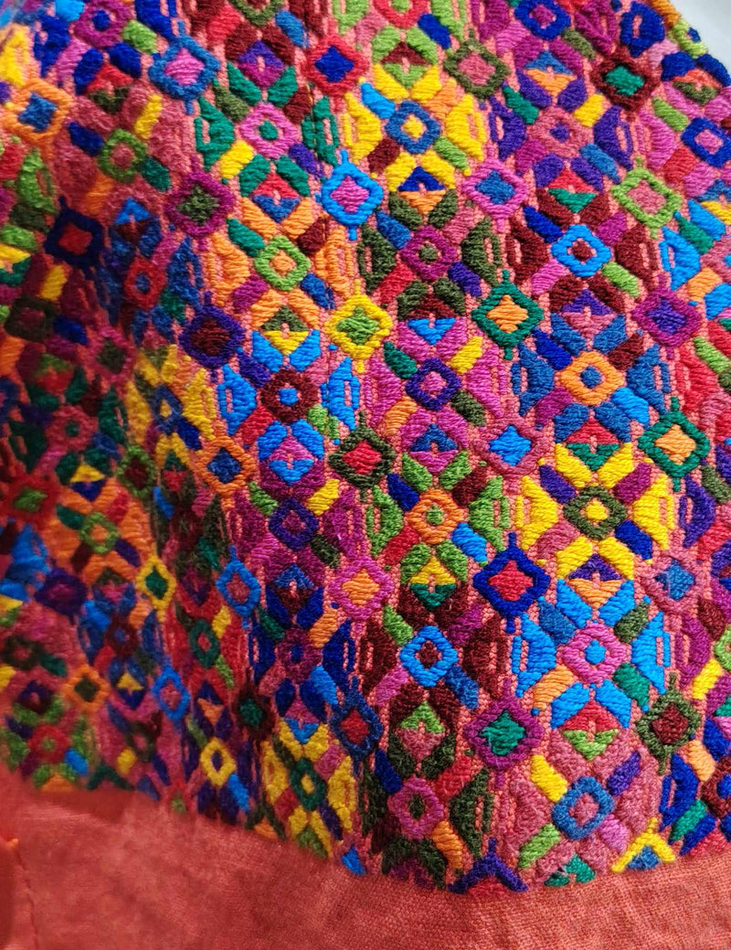 Geometric on Orange Nahualá Huipil #8-153
