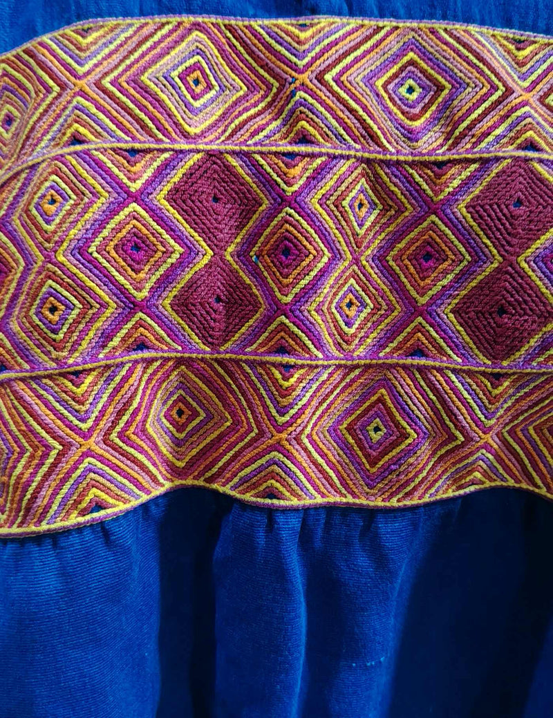 Blue and Berry Geometric Colotenango Huipil #8-160