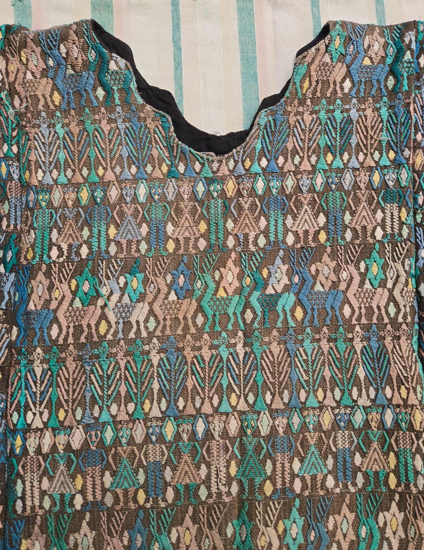 Brown with Blue Deer Cobán Huipil #8-168